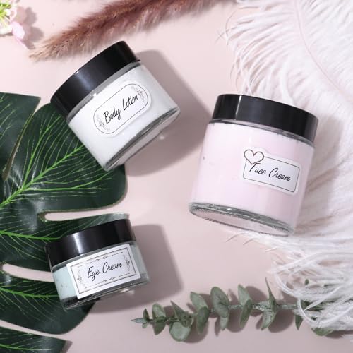 3 Pack Clear Glass Jars with lids, 4 oz, 2oz and 1 oz, Reusable Sample Jars | Small Cosmetic Containers with Inner Liners, Leak-Proof Travel Jars for Lotions, Scrubs, and Candle Making, Labels & Spatulas - color: Clear-1-3oz-3pcs