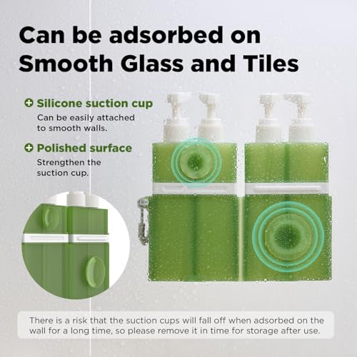 Travel Bottles for Toiletries, TSA Approved Travel Shampoo and conditioner Bottles with Suction Cups, Green - color: Green