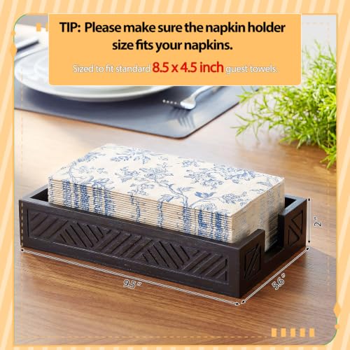 Wood Napkin Holder for Bathroom Paper Towel Holder Tray for Guest Farmhouse Rustic Wooden Tray Disposable Hand Towels Basket Modern Tabletop Decor for Cocktail Kitchen Coffee Bar(Black) - color: Black