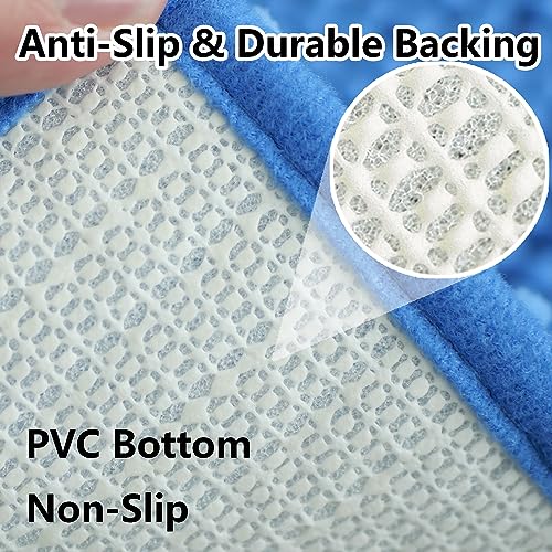 Bathroom Rugs Chenille 3-Piece Extra Soft and Absorbent Shag Bathroom Rugs, Machine Wash Mat, Strong PVC Non-Slip Underside, Plush Carpet Mats (Snow Cyan) - color: Snow Cyan, size: 2'8" x 1'8" (16x24"+20x32"+20x20"U shape）