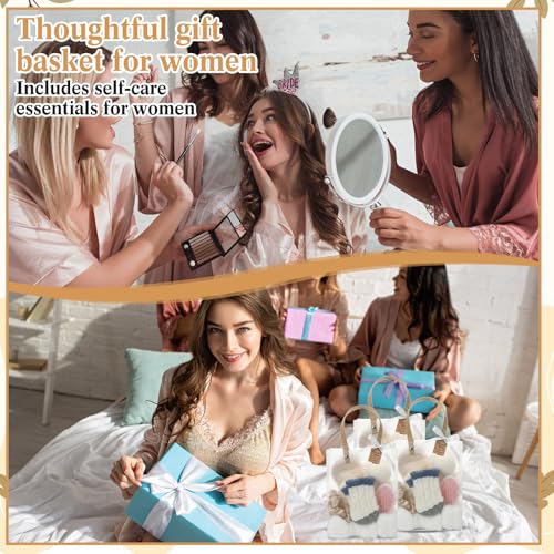 6 Set Spa Gifts Bulk for Women, Sleepover Party Favors Supplies for Bridesmaid Bridal Shower Wedding Guests Baby Shower Birthday Gift with Towels Socks Hair Tie Clip Eye Masks(White) - color: White