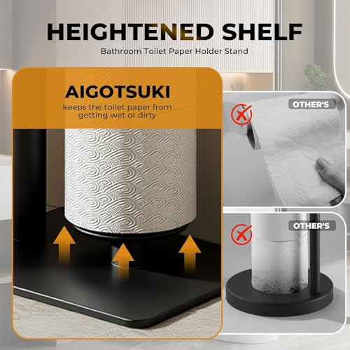 Toilet Paper Holder Stand, Bathroom 23.6 Inch Toilet Paper Storage Standing Modern Matte Black SUS304 Stainless ToiletPaper Freestanding Roll Stand for 4 Rolls - size: Style 1