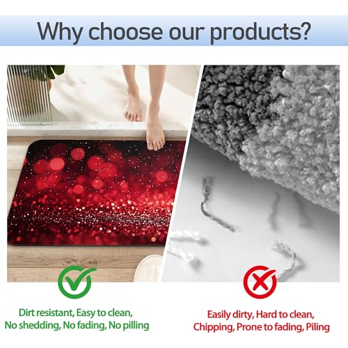 Rose Gold Glitter Bathroom Rug 29.5"x17", Super Absorbent Fast Drying Bath Mat with Non-Slip Rubber Backing, Thin Low-Profile Easy-Clean Bathroom Floor Mat for Shower or Tub - color: Rose Gold Glitter