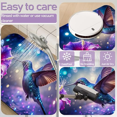 Hummingbird Fantasy Bath Mat, Water Absorbent Quick Dry Thin Bathroom Floor Mat, Rug for Bathroom Kitchen 17"x30" - color: Hummingbird Fantasy