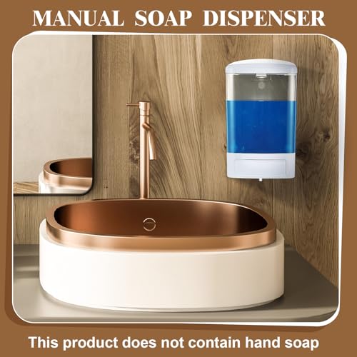 Hushee 4 Pcs Plastic Wall Mounted Soap Dispenser Commercial Manual Soap Containers Wall Dispenser for Kitchen Shower Hotel Liquid Shampoo Gel Chamber(33.8 oz 1000 ml,White) - color: White, size: 33.8 oz 1000 ml