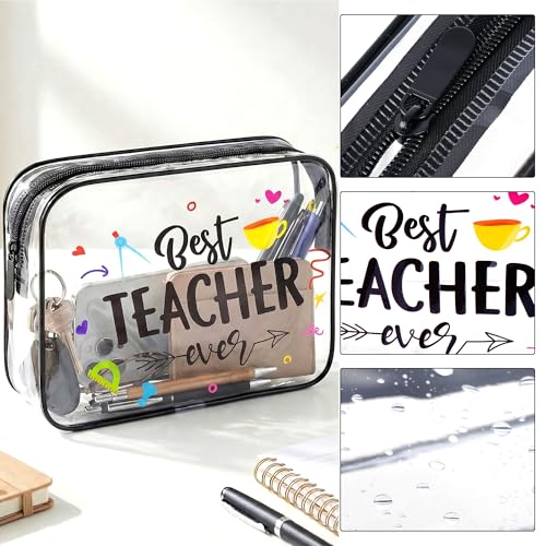 Teach Bag Clear Zipper Pouch, Teacher Survival Kit Bag, Clear Makeup Cosmetic Bag, PVC Waterproof Travel Toiletry Bag Graduation Thanks Gift (A) - style: A