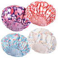 Shower Caps for Women, 4 PCS Elastic and Reusable Bath Caps, Double Layers Shower Cap Reusable Waterproof, Bathing Shower Caps, Environmental Bath Hair Protection Cap - Shell - color: Shell