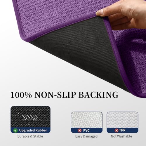 YIHOUSE Purple Bathroom Rugs Sets 4 Piece, Quick Dry Thin Bath Mat with Toilet Rug, Non Slip Absorbent Machine Washable, Bath Runner Rugs for Bathtub Sink Home Decor - color: Purple, size: 4 pieces