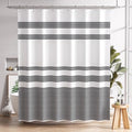 AmazerBath Shower Curtain, Washable Cloth Black Shower Curtain Sets with 12 Shower Curtain Hooks, Fabric Rustic Black and White Striped Curtain, Farmhouse Bathroom Curtains, 72x72 Inches - color: A- Black Stripe +12 Metal Hooks, size: 72"W x 72"L (Pack of