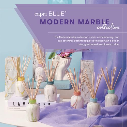 Capri Blue Modern Marble Reed Diffuser Set - Includes Reed Diffuser Sticks, Scented Oil & Glass Bottle - Luxury Scents for Bedroom Decor & Bathroom Air Freshener - Aloha Orchid (5.7 fl oz)
