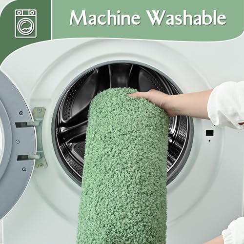 HOMORE Bathroom Rug Set 2 Piece,Soft Absorbent Bath Mats Set,Machine Washable Bath Rug Sets for Bathroom Non Slip,(21"x34"+21"x21") Plush Shaggy U Shape Contour Toilet,Sage Green - color: Sage Green