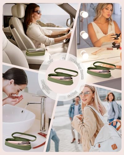 Soimeat Clear Travel Makeup Brush Holder, Leather Makeup Brush Toiletry Bag, Portable Cosmetic Brush Case, Transparent Waterproof Makeup Brush Storage Bag, Green - color: Green, size: Small