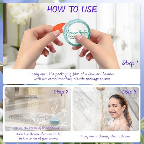 Shower Steamers Aromatherapy 8 Pack - Natural Essential Oil Shower Bombs for Self Care, Relaxation Birthday Gifts for Women and Men. Azure Floral Style - style: Azure Floral Style