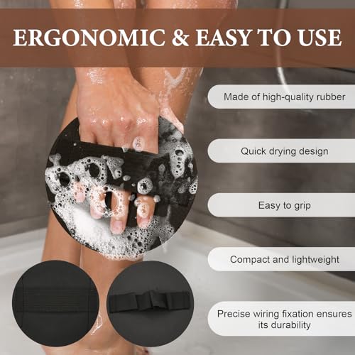 4 PCS Exfoliating Body Scrubber Set Painless Gentle Exfoliating Glove Wearable Rubber Body Scrubber Exfoliator Deep Cleansing Shower and Bath Tool (Straps, Fingers)