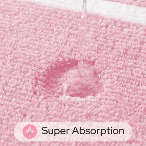 HOMEIDEAS Bathroom Rugs Sets 2 Piece, Super Soft and Absorbent Microfiber Tufted Bath Mats, Non-Slip and Machine Washable Bath Rugs(Light Pink) - color: Light Pink