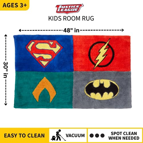 Justice League DC Comics Kids Room Non Slip Area Rug, 30" in x 48" in, (Official Licensed Product) By Franco - color: Justice League
