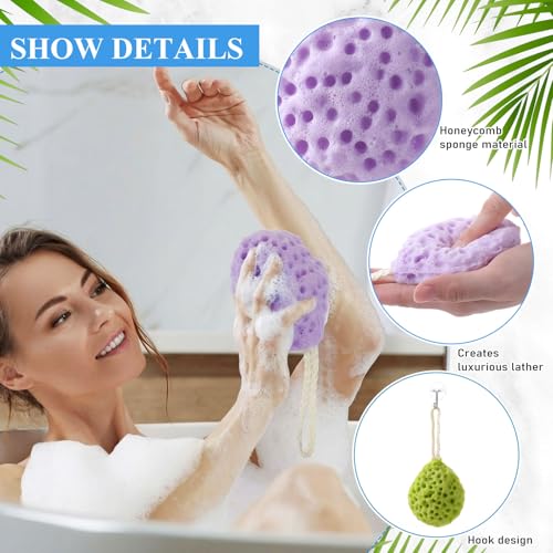 FoldTier 6 Pcs Bath Sponge Deep Cleansing Body Loofah Gentle and Deep Exfoliating Body Scrubber Bath Accessories Men Women Baby Sponge for Bathing Shower (Stylish Color) - color: Stylish Color