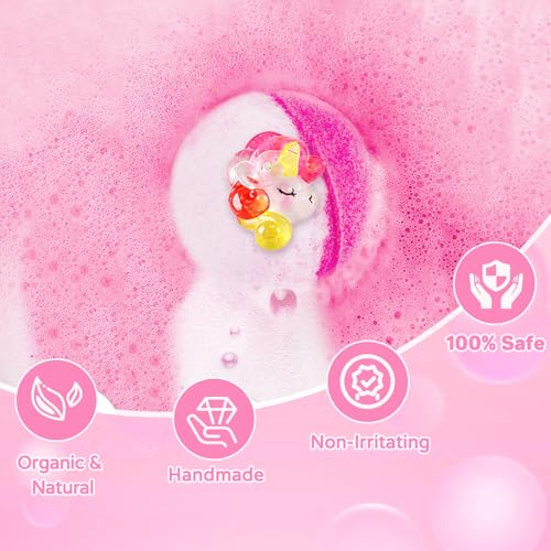 Bath Bombs for Kids with Surprise Inside, 24 Pack Kids Bath Bombs with Toys Inside Gift Set, Kid Bubble Bath Fizzy for Girls Boys with Bath Toys - color: Pink Edition