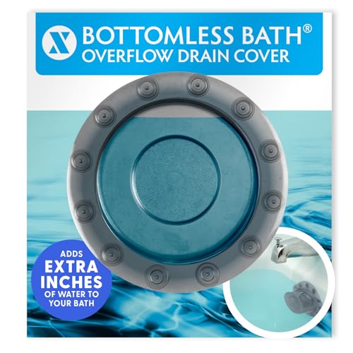 SlipX Solutions Bottomless Bath Overflow Drain Cover for Tub, Adds Inches of Water to Bathtub for a Warmer Deeper Bath, Spa Accessories, Drain Block, Water Stopper Plug (4 inch Inner Diameter, Gray) - color: Gray