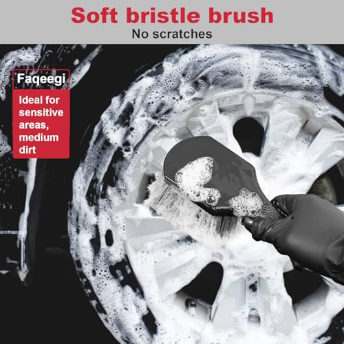 9PCS Wheel Detailing Kit Metal-Free Scratch-Free Boar Hair Rim Brush | Scratch-free boar hair & microfiber, dual-hardness tire pads, towel, storage bag, multi-vehicle wheel care gift set - color: 9