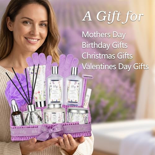 15Pcs Spa Bath Gifts Set Kit - Relaxing Lavender Spa Gift Baskets for Women