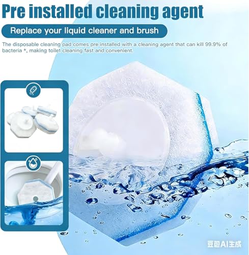 60-Count Disposable Toilet Brush Replacement Heads. Toilet Cleaning Replacement Heads Compatible with Clorox Brand and Most Toilet Brushes. Essential for Bathroom and Toilet Cleaning.