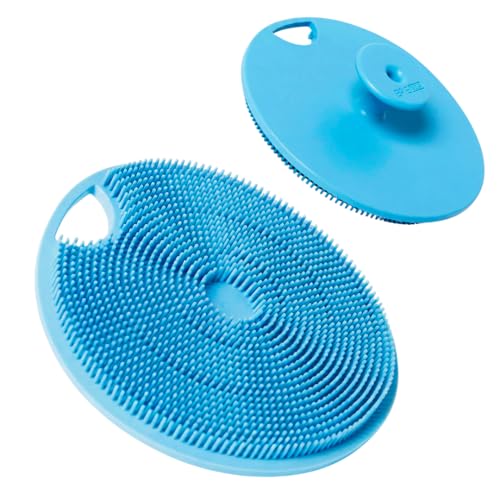 Boie USA Body Scrubber with Handle - Hygienic, Exfoliating Loofah Alternative - Feels Like Silicone Scrubber Gentle on Sensitive Skin, Hypoallergenic, BPA & Latex-Free, Made in the USA (Blue) - color: Blue