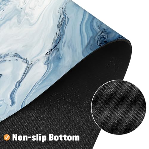 MitoVilla Blue Marble Bathroom Runner Rug, Modern Abstract Shower Floor Mat, Washable Non Slip Absorbent Carpet Floor Mat, 20" x 32" - color: Marble04 - Blue, size: 20" x 32"
