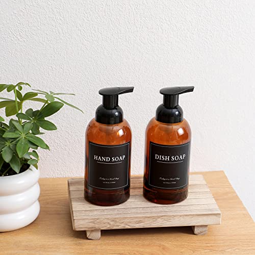 rejomiik 2 Pack Foaming Soap Dispenser Thick Glass Foam Hand Soap Dispenser for Bathroom or Kitchen Sink, 13 oz Pump Bottles for Hand soap, Body Wash, Clear Amber - color: Amber