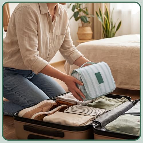 Pengxiaomei Toiletry Bag for Women, Waterproof Hanging Cosmetic Bag Portable Makeup Pouch Multifunction Handle Travel Toiletry Bag for Teen Girl Gifts (Sage Green) - color: Sage Green