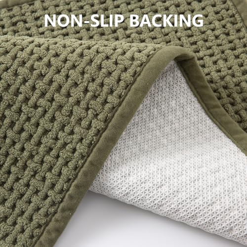Bathroom Rugs Non Slip Washable, Super Absorbent Thin Bath Mat for Small Quick Dry Low Pile Bathroom Rug, (Dark Green, 47″x20″) - color: Dark Green, size: 1'8" x 3'11" (47″x20″)