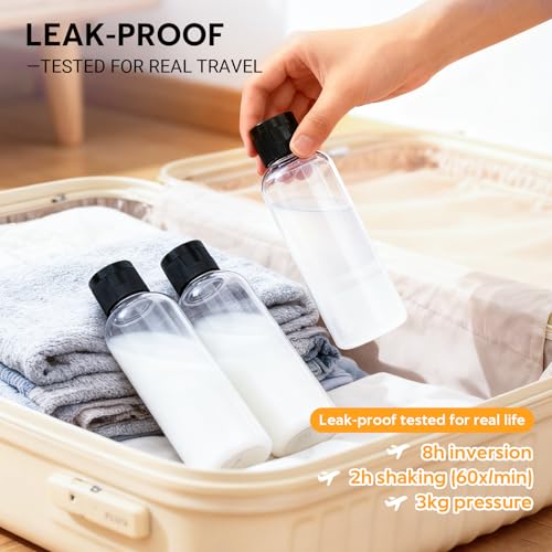 5 Pack 3.4 oz Travel Bottles for Toiletries, TSA Approved Leak Proof Refillable Travel Size Containers, Clear Plastic Shampoo Bottles for Lotion Conditioner - color: clear