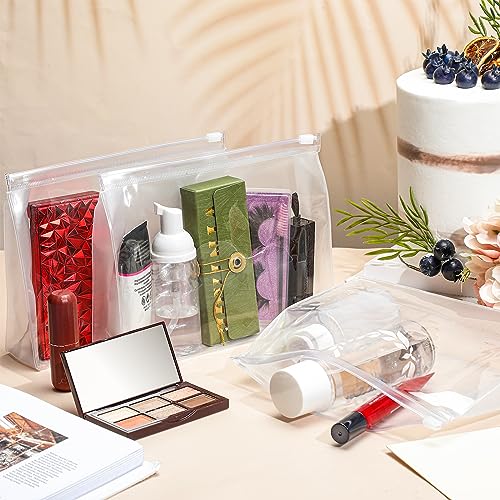 Xuniea 100 Pcs Mini Clear Makeup Bag PVC Small Travel Toiletry Organizer Pouches Bulk Waterproof Transparent Plastic Cosmetic Bag with Zipper for Women Men Travel(9.8'') - size: 9.8''