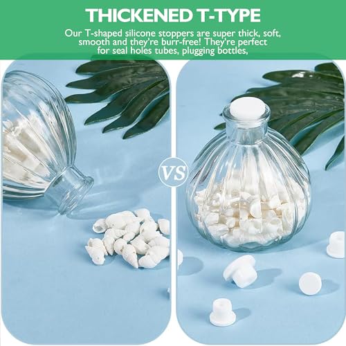 EASYEAH T-Shaped Silicone Plugs 7/8 in Soft Flexible Rubber Stopper 23 mm/0.91 in Tube End Cap Cover Waterproof Sealing Hole Plugs for Bottles Pipes, White, 12 Pcs - size: 23mm(0.91")