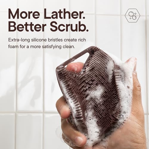 TOOLETRIES Silicone Body Scrubber 2.0, Loofah Alternative - Chocolate | Gentle exfoliating shower scrubber that's quick drying, hygienic and longer lasting than traditional loofahs. - color: Chocolate