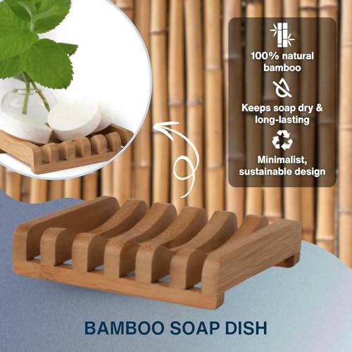 Water Scents Spa Gift Set Bundle for Women – Bamboo Bath Tray, Lavender Bath Block & Body Wash Bar – Relaxing Gift for Her, Self Care Set, Birthday Present, Bath Essentials for Home Use