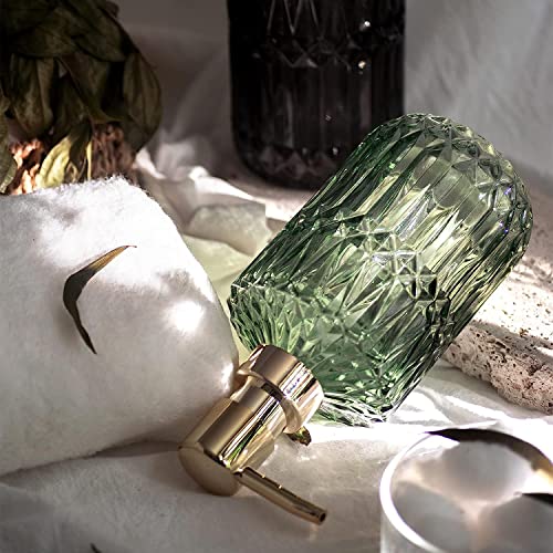 EMPO Clear Glass Soap Dispenser with ABS Plastic Pump, Crystal Lotion Dispensers for Kitchen Sink, Bathroom (2Pack Green) - color: 2pack Green