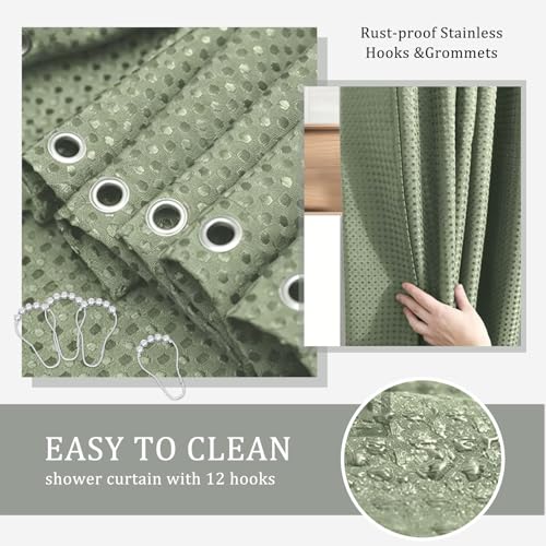 CERBIOR Bathroom Accessory Set with Shower Curtain, Includes Shower Curtain,Soap Dispenser, Toothbrush Holder, Toothbrush Cup, Soap Dish for Decorative Countertop and Housewarming Gift,Green,20PC - size: Bath Set+Shower Curtain, style: Green