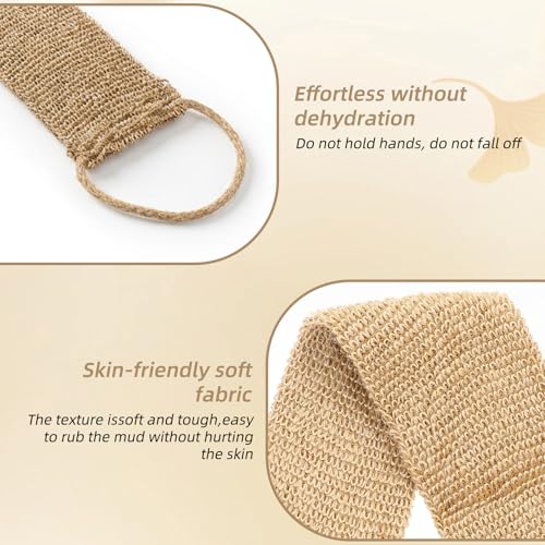 2 Pack Exfoliating Back Scrubber for Shower, Extra Rough Exfoliating Washcloth Towel and Shower Bath Glove, Natural Body Exfoliator, Deep Clean Back Scrubber Spa Tool for Glowing Skin