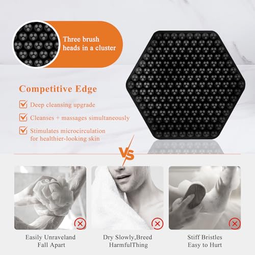 VWMYQ Silicone Face Scrubber for Men, Gentle Exfoliator Pad & Massager, Facial Cleansing Brush Silicone Face Wash Brush Removes Dead & Dry Skin - color: 2pc Black