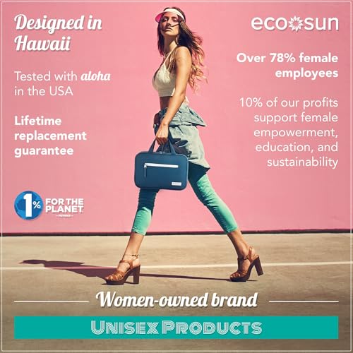 Eco Sun Hanging Travel Toiletry Bag — Designed in Hawaii — Water-Resistant Travel Organizer for Bathroom Accessories (Blue) - color: Blue