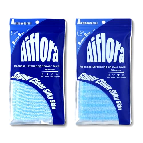 2 Pack Back Exfoliator for Shower and Dead Skin Removal, Exfoliating Body Scrubber for Smooth Skin Japan Washcloth for Shower & Bath, Versatile Body Scrub Towel, Medium&Hard - style: Medium + Deep