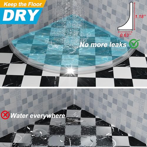 39" Shower Threshold Water Dam Silicone Shower Water Guard Collapsible Shower Door Bottom Seal Shower Splash Guard for Wet and Dry Separation - color: Transparent, style: 39 inch