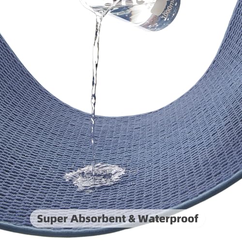 TYUU Bathroom Runner Rug, Long Bath Mat Washable Thin Quick Dry Low Pile Bathroom Runner Rugs 24 x 60 Non Slip, Denim Blue 24"x60" - color: Denim Blue01, size: 2' X 5' (Runner)