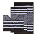 3-Piece Striped Bathroom Rug Set with U-Shaped Toilet Rug, Non-Slip Rubber Bottom, Soft Absorbent Microfiber, Quick Dry, Ultra Soft, Bath Mats for Tub (Chocolate) - color: Chocolate