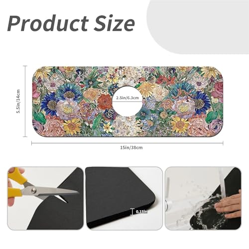 Faucet Fast Absorbent Pad - Hundred Flowers Picture Drying Pad, Suitable For Kitchen, Bathroom, Island And Other Scenes - color: Hundred Flowers Picture