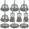 10 Pcs Wire Brush for Drill, Coarse Carbon Steel Crimping Wire Wheel Brush, 1/4 Inch Hex Shank, Cup Brush Drill Bit for Cleaning Rust, Stripping and Abrasive