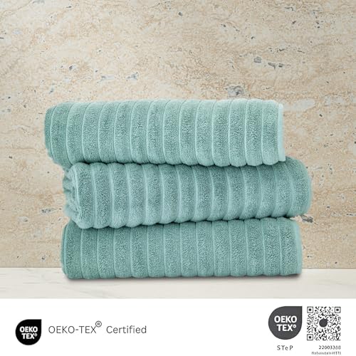 Classic Turkish Towels CTT - Luxury Jumbo Bath Sheet 3 Piece, 100% Turkish Cotton, Absorbent & Ultra Comfy Bath Towel Sheets for Hotels & Spa | 40"x65" (Spa Green) - color: Spa Green, size: 3-Piece Bath Sheets