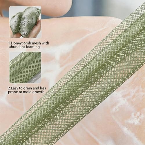 Exfoliating Bath Towel Set for Women Strong Cleaning Back Scrubber - color: Light Green