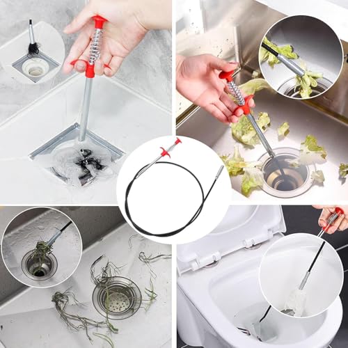 33" Drain Snake, Flexible Grabber Claw for Sink Shower Bathtub, Tight Space Drain Hair Removal Tool - color: 33inch